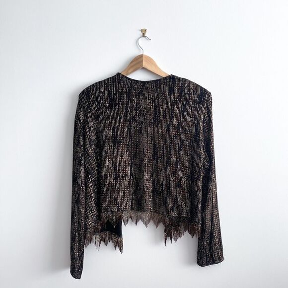Joseph Ribkoff Jacket Luxurious Brown Gold Beaded Glitter Cardigan Women's 12 - Picture 2 of 7